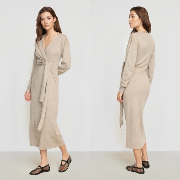 Modern Citizen | Lenese Front-Wrap Midi Dress in Shiitake Small - Picture 1 of 10